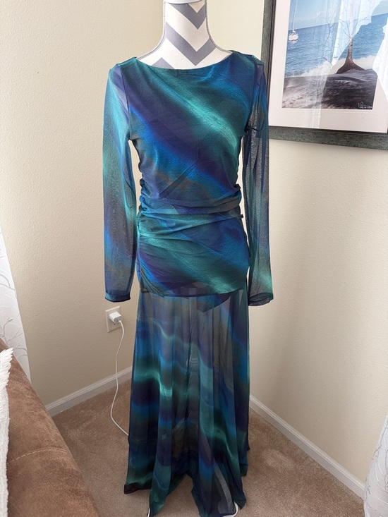 Free People Dresses & Skirts - Free People Teal & Blue Long Sleeve Maxi Dress
